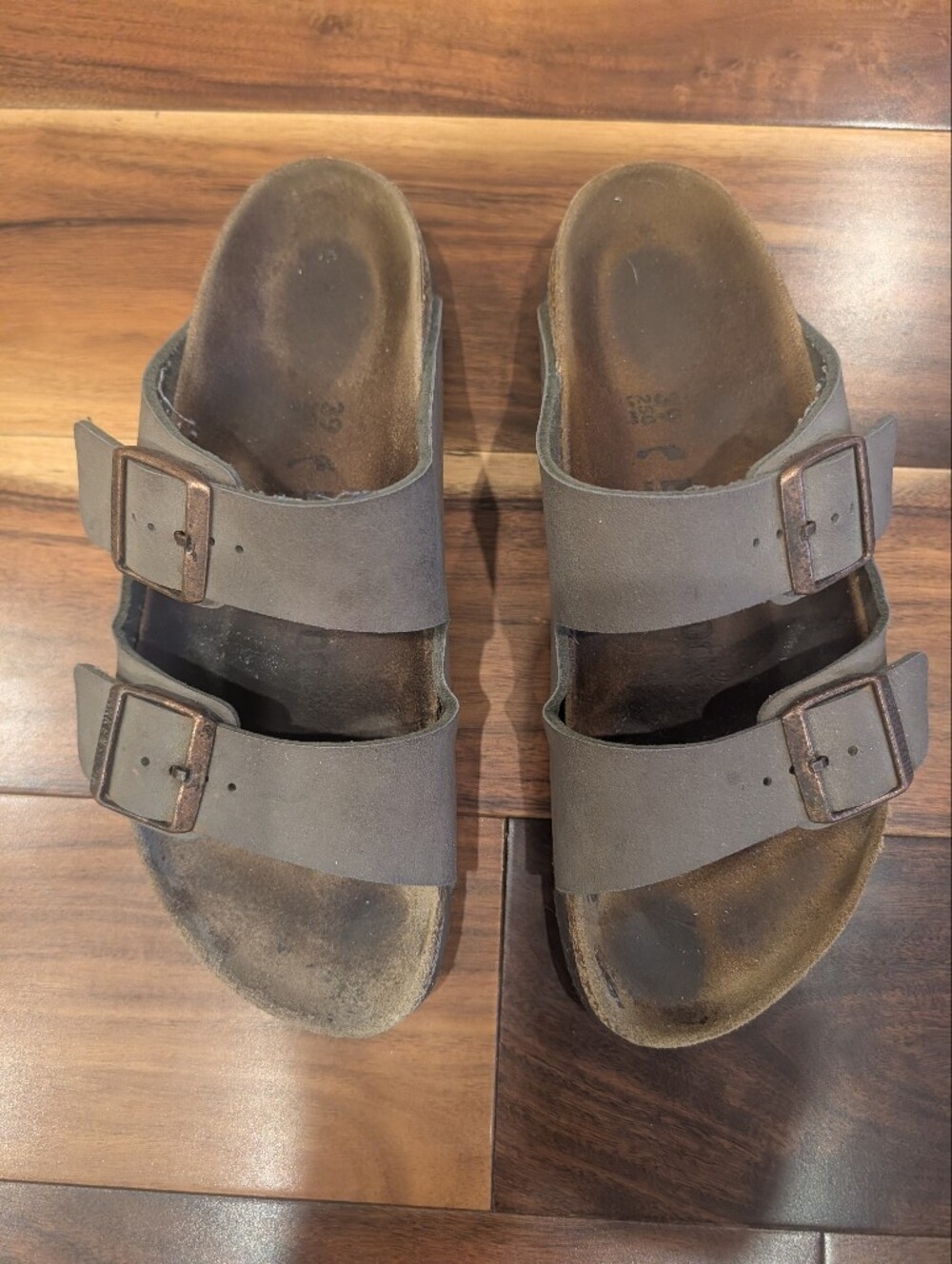 Birkenstock Arizona Double Buckle Slide Sandals in Stone brown- Size 39 (Unisex)